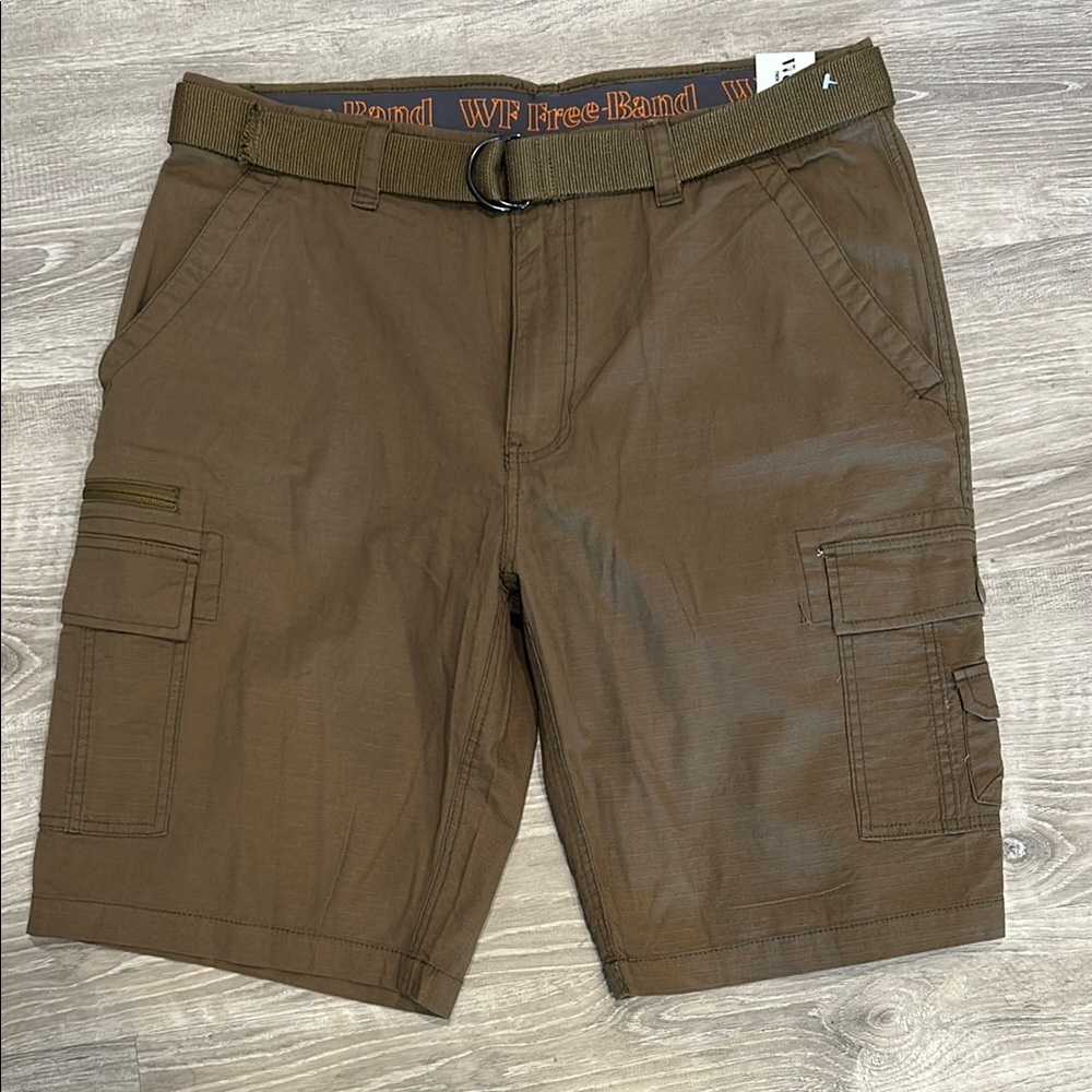 Men’s WearFirst Brown Cargo Shorts Mid-Length Built-in Belt